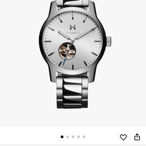 Silver Automatic Watch with Skeleton Dial